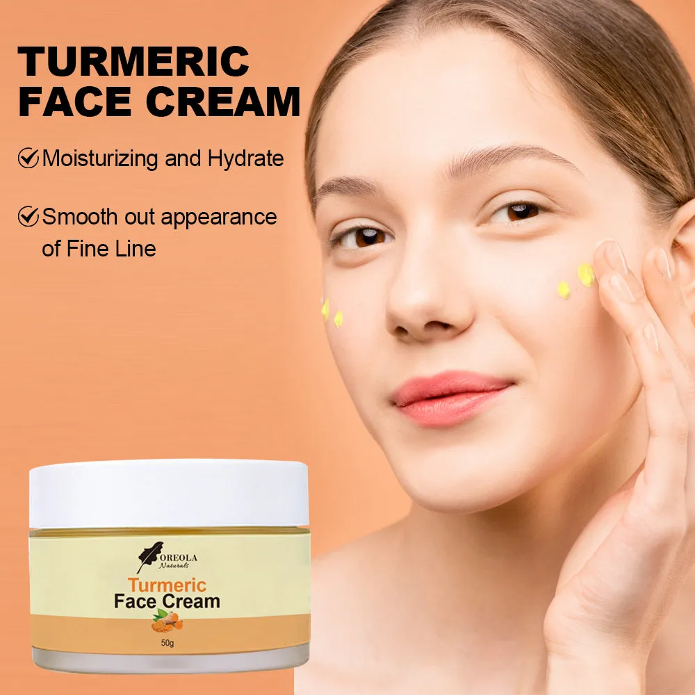 Turmeric Face Cream, Moisturizing, Glowing and Hydrating (50g) Ideal For All Skin Types by Oreola Naturals