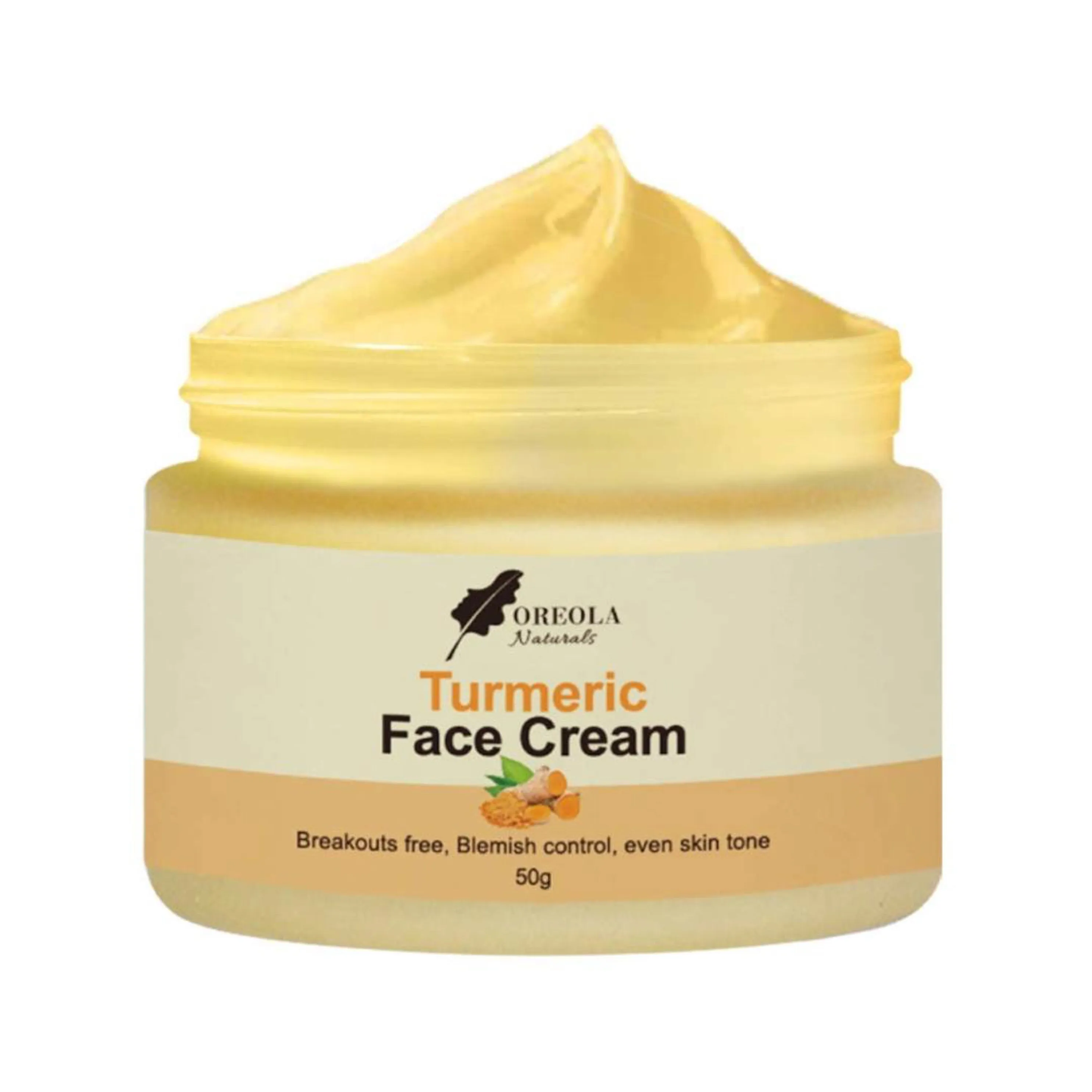Turmeric Face Cream, Moisturizing, Glowing and Hydrating (50g) Ideal For All Skin Types by Oreola Naturals